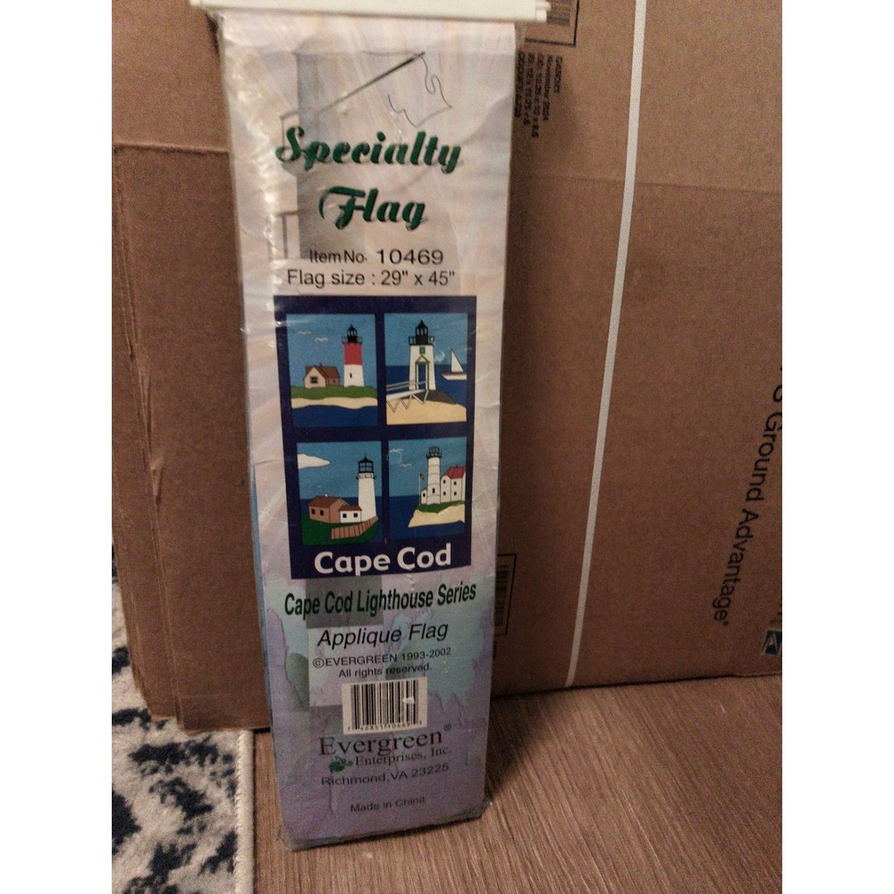 Evergreen Cape Cod Lighthouse Nylon Applique Specialty Flag 29"x45" Sealed New